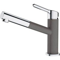 Franke Messing Hochdruck Armatur, Wasserhahn Orbit Zugauslauf Chrom Steingrau Ob