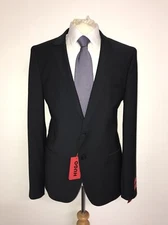 HUGO BOSS -Extra Slim Fit Plain DARK BLUE WOOL SUIT -UK 46 Reg - W38 L32 - BNWT