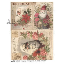 Postcard Santa | A4 Rice Paper | Paper for Decoupage | AB Studios