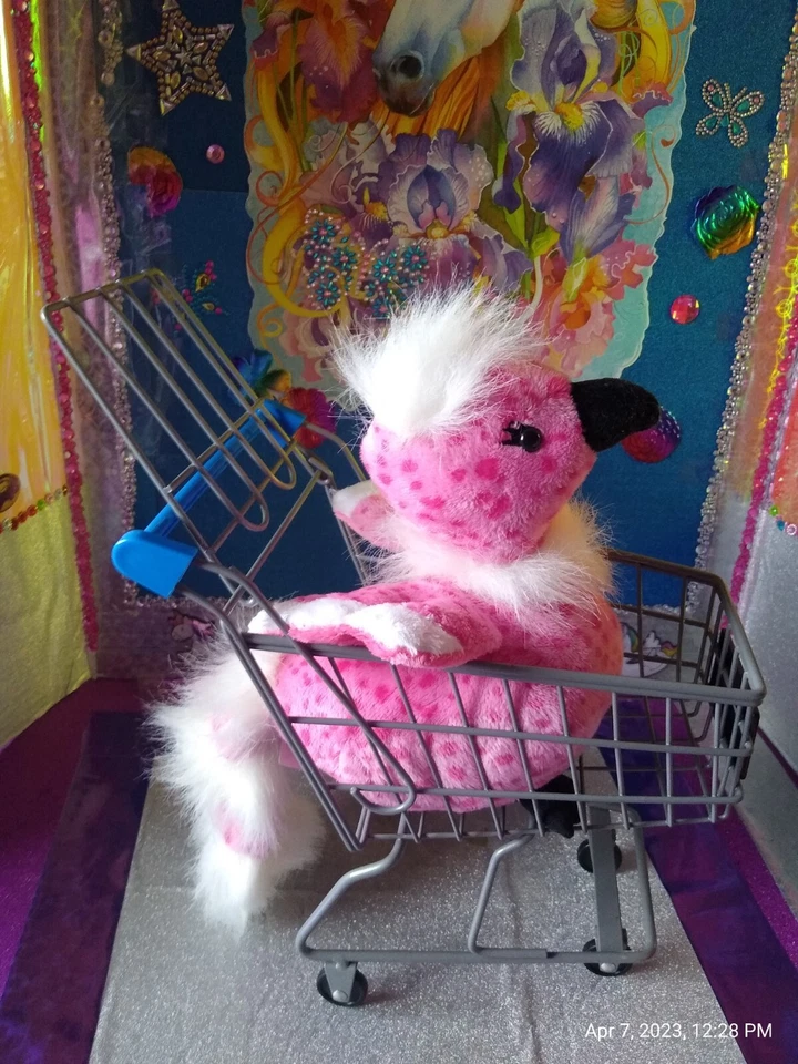 🦄Ganz / Webkinz "Cherry Blossom Bird" Pink Spots & Fluffy Tail HM455 Plush! - Image 3 of 4