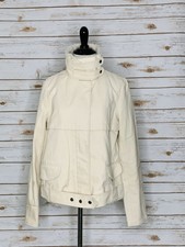 Womans Gap Beige Winter Moto Jacket With Removable Collar Size S Original $248