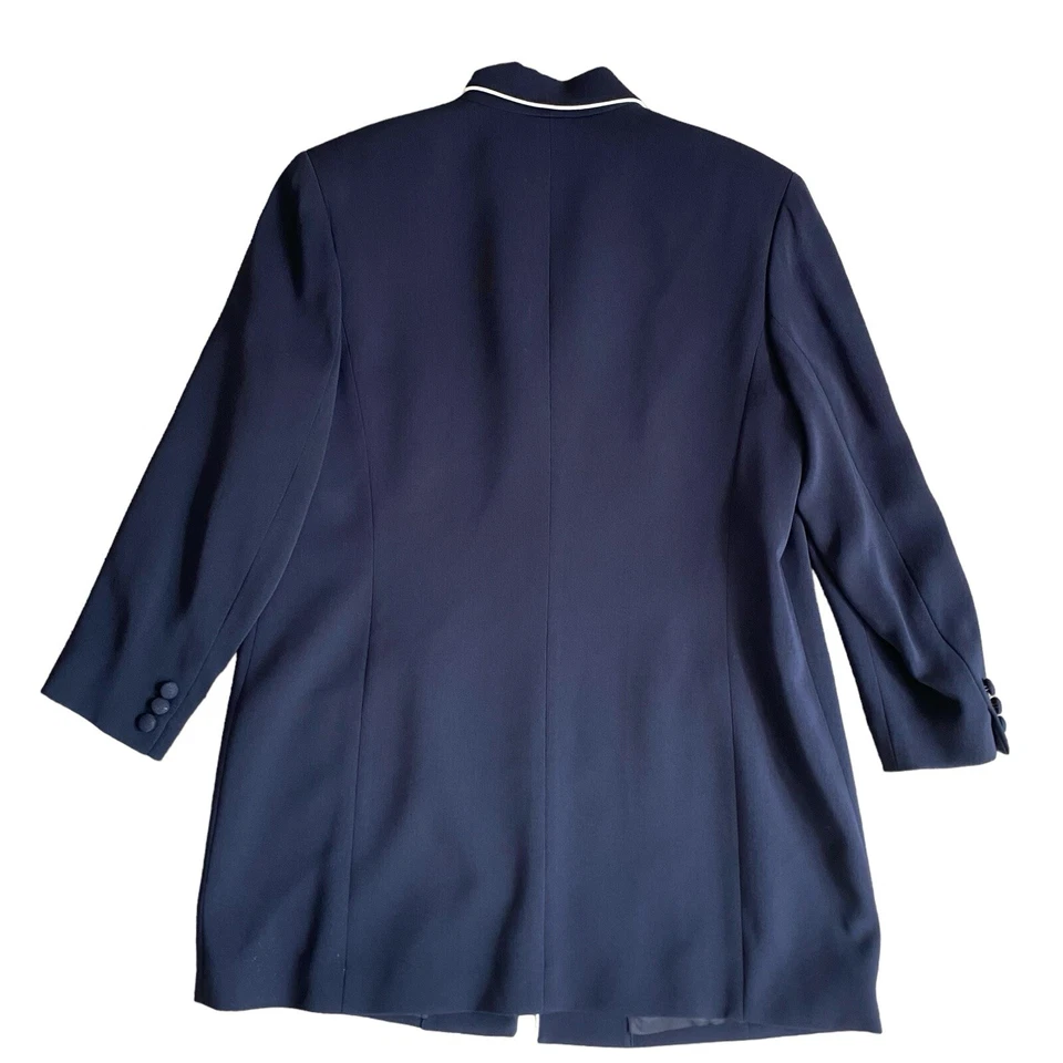 复古 Emanuel Ungaro 女式长款西装外套 10 海军蓝经典设计师商务 — 第 2/4 张图片