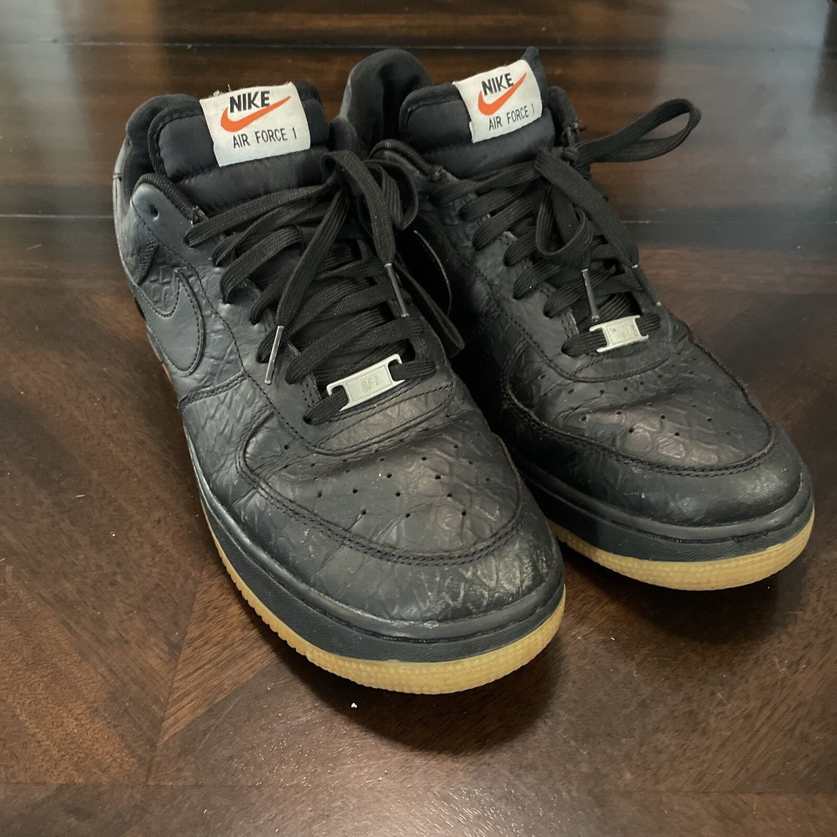 Mens Nike Air Force 1 Black Gum Gator Croc 718152-002 Size 11 | eBay