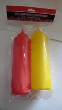 Set of Ketchup & Mustard Condiment Dispensers. Plastic. New. 