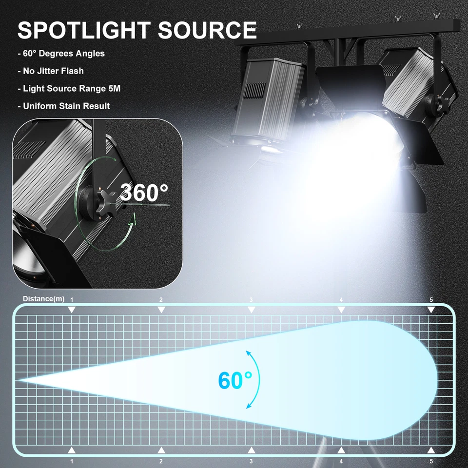 200W COB 2in1 Par Light DMX512 Bar DJ  Disco Party Stage Lighting with Barn Door - Image 4 of 4