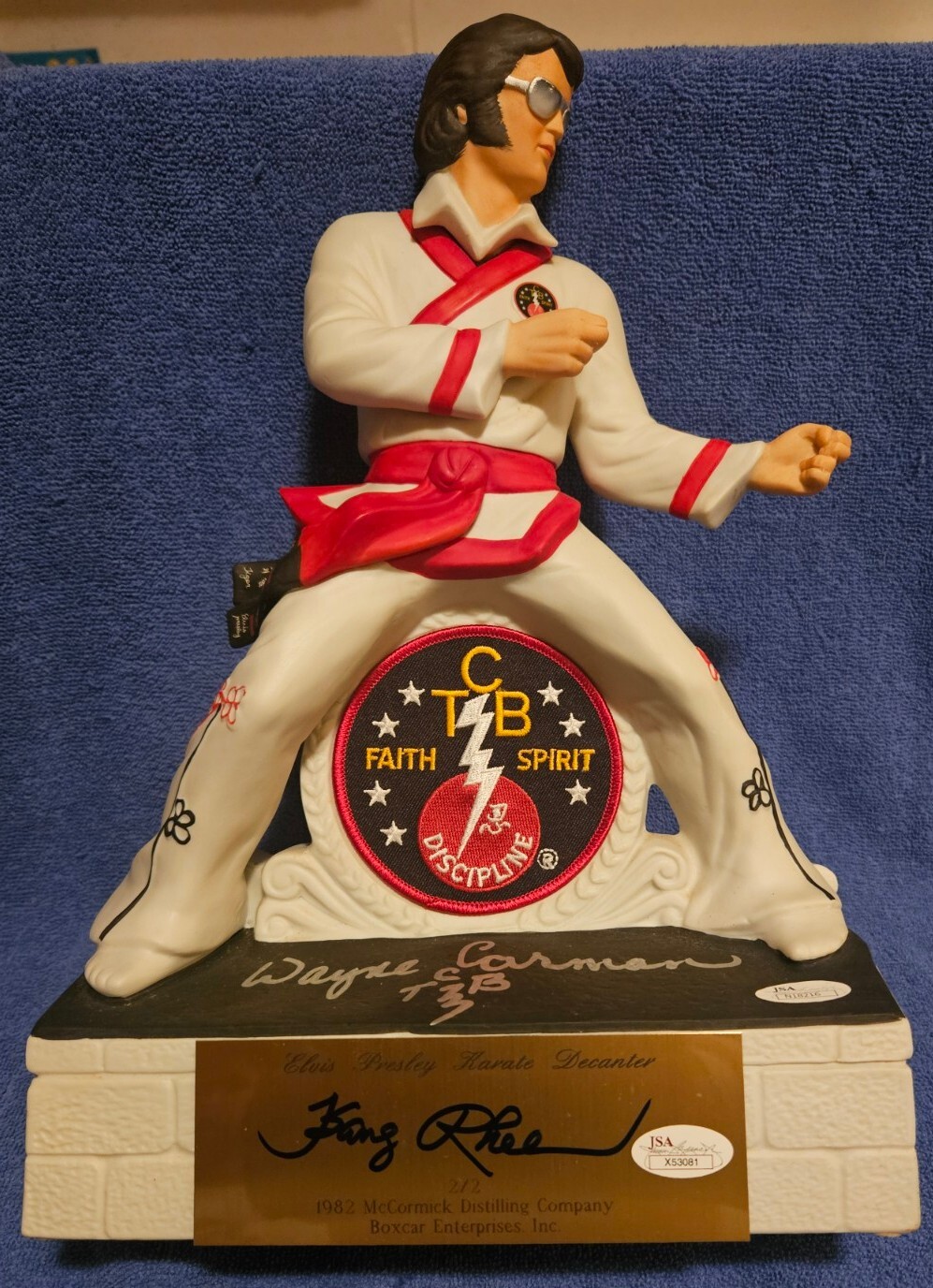 Elvis Karate Decanter Autographed By Wayne Carman And Kang Rhee w/COAs