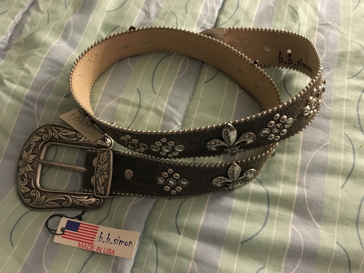 Swarovski genuine leather black belt with crystals in silver tone setting Sz M/L Swarovski Studded Purple Leather Belt size 32 | eBay main image 4