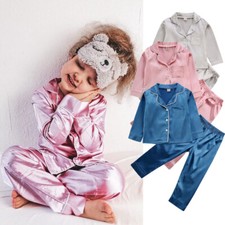 Kids Girls Boys Sleepwear Nightwear Pajamas Set Tops with Pants Unisex Sleepsuit