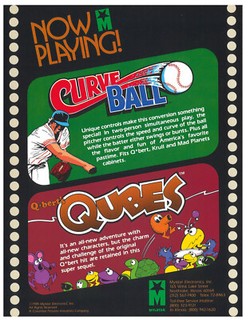 Curve Ball & Q*bert's Qubes Video Arcade Flyer / Brochure / Ad - Excellent