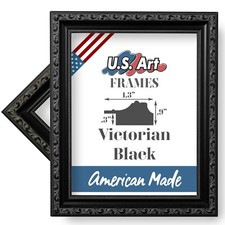 US Art Frames 1.37" Black Victorian Ornate Solid Hard Wood Picture Frame S-B