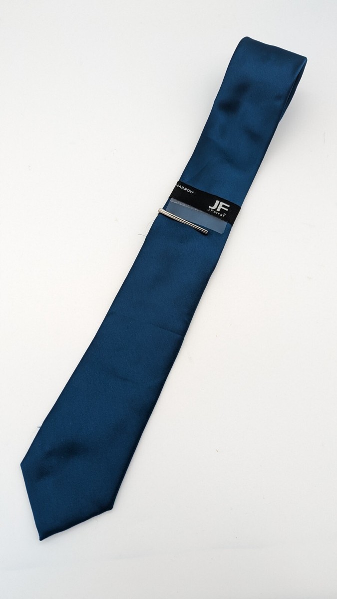 J Ferrar Narrow Beautiful Lombardy Blue Slim Neck Tie with Tie