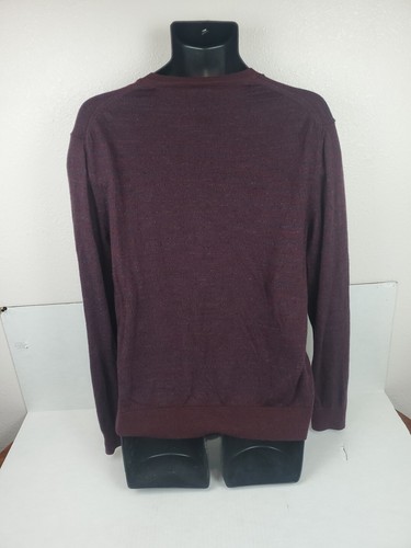 Banana Republic 100% Merino Wool Sweater V-Neck Burgundy Stripe Men's Sz L Large - Picture 5 of 8