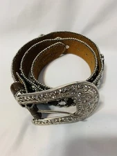 Blazin Roxx Belt Womens Small Textured Crystal Studs Western Cowgirl Belt