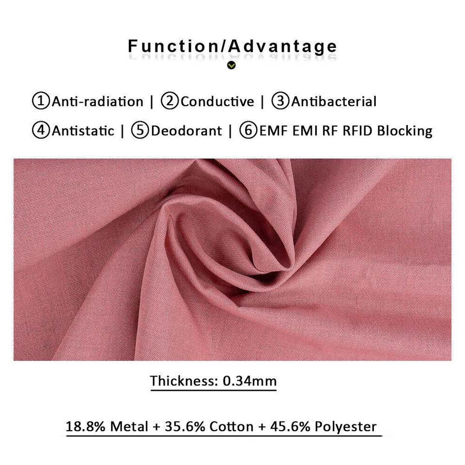 EMF Shielding Metal Fiber Fabric Anti Radiation Protection RFID Blocking Cloth - Image 3 of 4