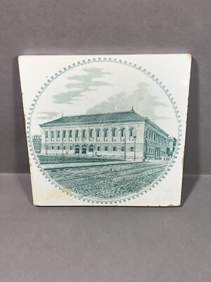 Boston Public Library ~ Antique Transfer Print Ceramic Tile by William Adams