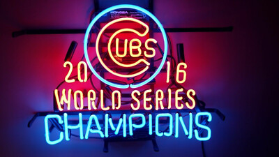 Chicago Cubs 2016 World Series Neon Sign Beer Bar Sport Pub Wall Decor 24x20