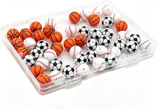 50PCS Mixed Sports Theme Silicone Beads 15mm - Soccer, Basketball, Baseball