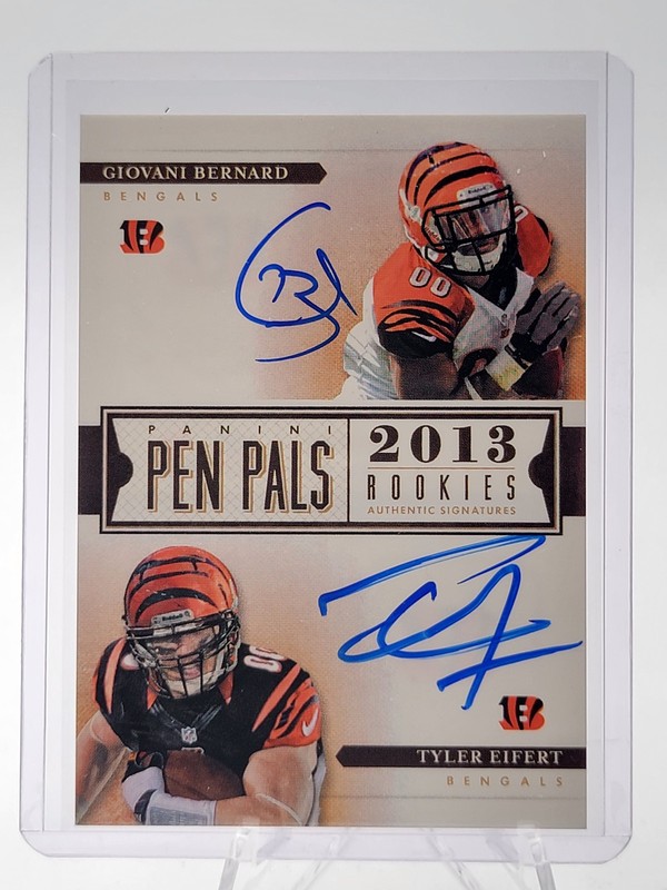 GIOVANI BERNARD TYLER EIFERT 2013 PANINI PEN PALS ROOKIE AUTOGRAPH RC AUTO Q2091