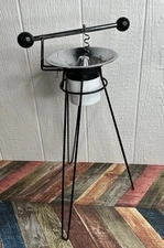 MCM Ashtray Smoking Stand 1950’s Mechanical Closing Top , Wrought Iron Legs