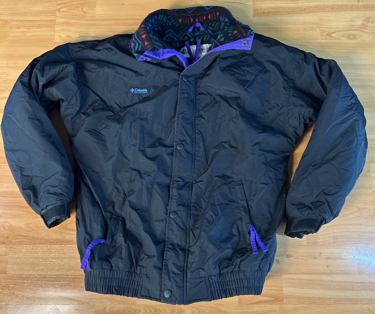 Vintage Columbia Jacket Youth XL 16/18  Full Zip Aztec Pattern Fleece USA 90s