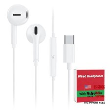 USB C Wired Earbuds for iPhone 17/16/15 Pro Max Plus Air iPad  USB-C White