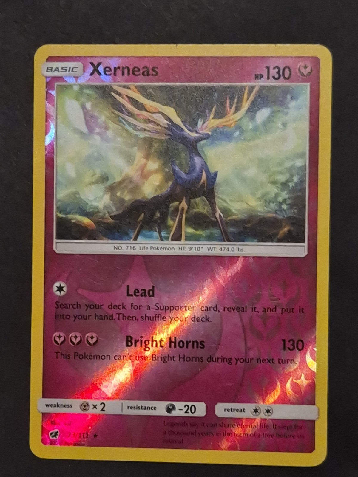 2017 Pokemon Sun & Moon Crimson Invasion Reverse Holo Rare Xerneas 73/111 LP 