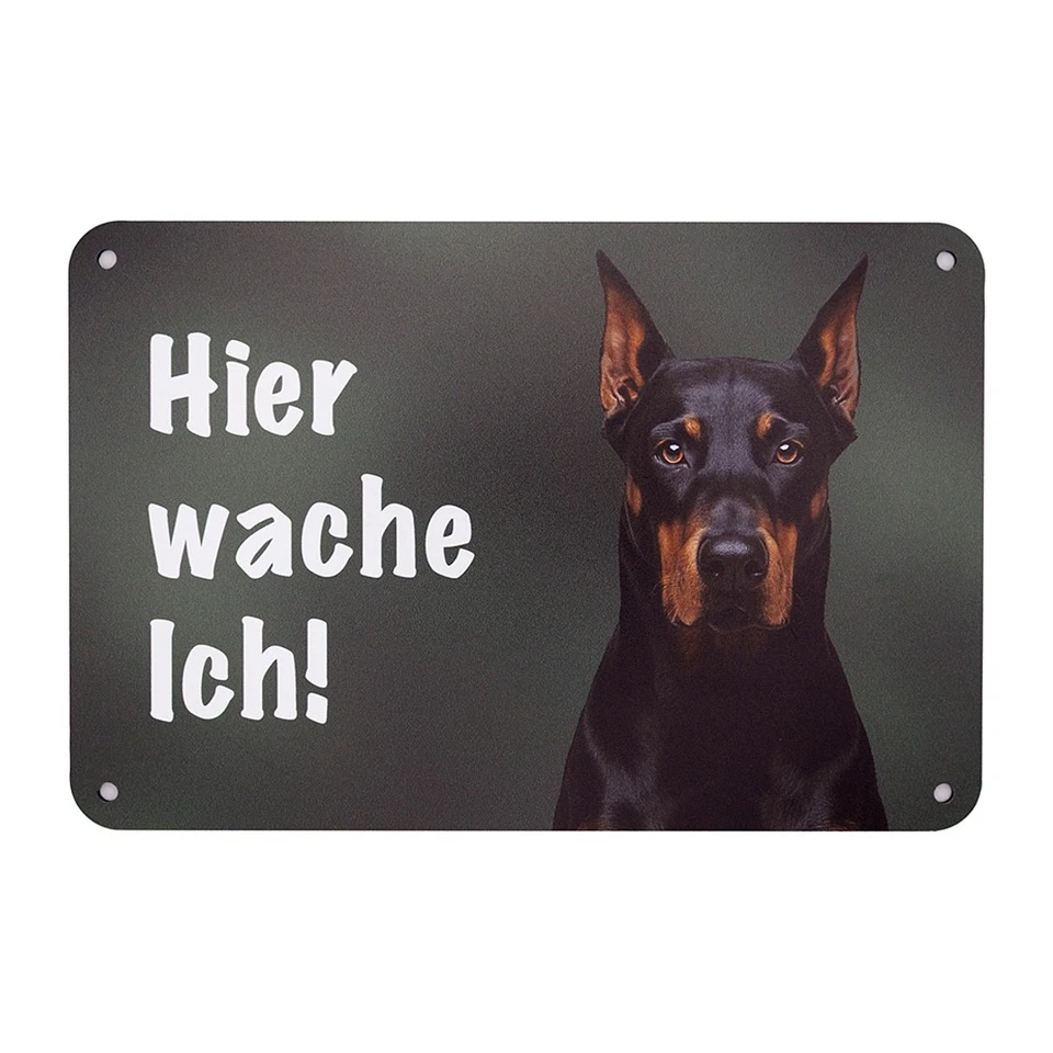 Dobermann Autoaufkleber Sticker, Zaunschild "Hier wache ich" Warnschild Hunde - Bild 2 von 4