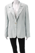 Giorgio Armani Women Pant Suit Blazer Blue Acetate Long Sleeve Button Size S