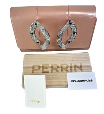 Perrin Paris Damen Clutch La Croisiere Rosa Lackleder Swarovski Kristall