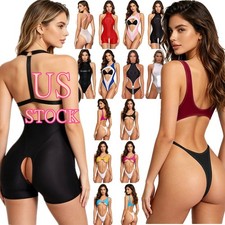 US Women One Piece Swimsuit Nightwear Cutout Bikini Clubwear for Pool Sunbathing