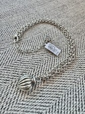 NWT Brighton Amphora Necklace Silver Tone Rolo Chain Heart Clasp 8" drop w/Box