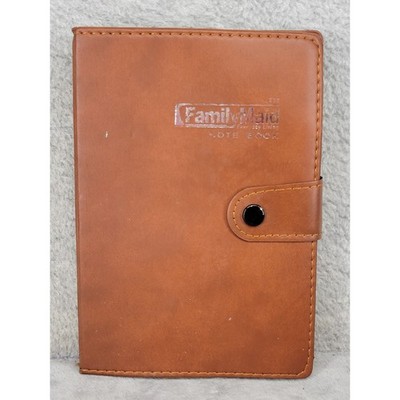 FamilyMaid Brown Faux Leather Lined Notebook Journal Snap Closure with Pen Loop