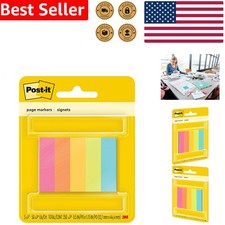 3M Post-it Page Markers Assorted Fluorescent Colors 1/2 x 2 Inch 5 Pack
