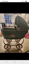 Vintage South Bend Toy Company Wicker Doll Carriage Stroller