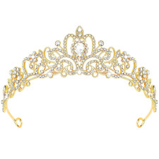 Gold Tiara Crowns for Women Girls - Bridal, Wedding, Prom, Quinceanera, Birthd