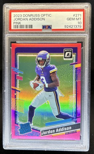 2023 Panini Donruss Optic Jordan Addison Pink Prizm RC Rated Rookie #271 PSA 10