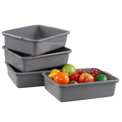 4 Pack Food Service Bus Tubs 8 L Restaurant Bussing Tub Commercial Bus Tub Grey