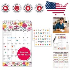 5.5x8.5 Floral Theme Hanging Calendar 2026 - Elegant Desk Notepad Plus Stickers