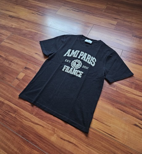 Ami Paris France Logo Black Short Sleeve T-Shirt Men's Unisex Size M