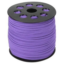 Suede Lanyard String with Roll Spool 2.5mm 98 Yard, Flat Microfiber Cord, Purple