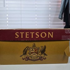 Stetson Fedora Mens 7 3/8 Dark Grey Royal De Luxe Gun Club Felt Feather Hat Box