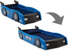 Delta Children Grand Prix Race Car Toddler to Twin Bed Blue Kids Bedroom