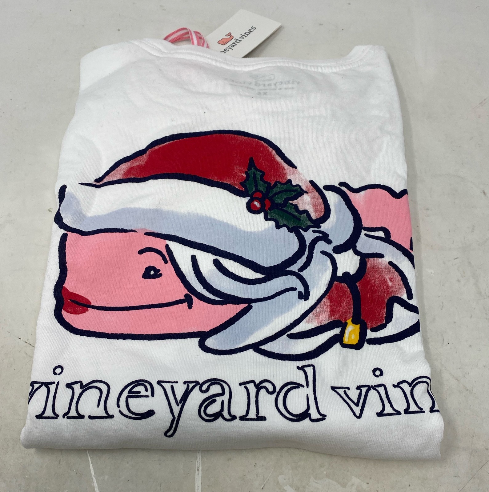 Vineyard Vines Women’s Santa Whale Tree Ornaments Long-Sleeve White Size XS