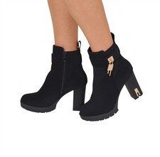 Womens Heel Boots Stylish High  Ankle Boots Block Heel Boots Ankle Booties