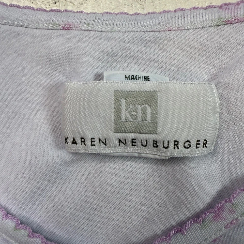 Camisón Karen Neuburger Mujer Ropa de Dormir L Rosa Lavanda Floral Botones Foto 3 de 4