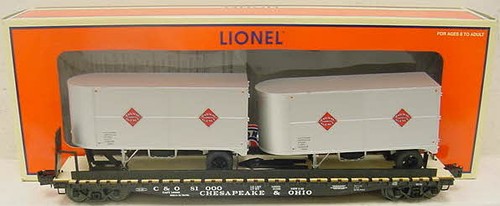 Coche plano Lionel 6-17585 O Chesapeake y Ohio PS-4 con remolque a cuestas #81000 LN | Condition: Used