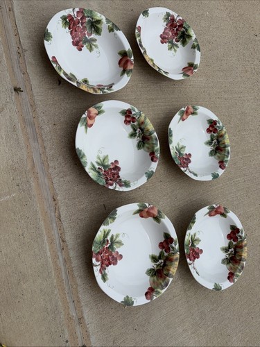 Royal Doulton Everyday England VINTAGE GRAPE Set Of 6 Cereal Bowls 8” Nice!