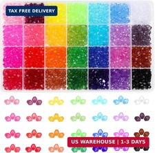 PAXCOO 1960Pcs Crystal Beads for Jewelry Making, Assorted 28 Colors, Bicone Acry