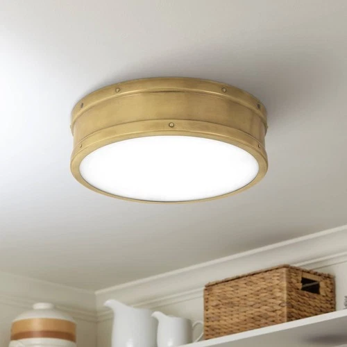 Quoizel Ahoy 12 3/4" Wide Nautical Weathered Brass LED Ceiling Light - Picture 1 of 5