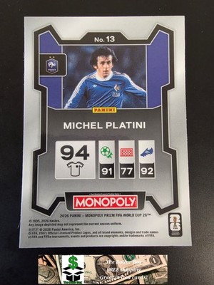 2026 Panini Prizm Monopoly FIFA World Cup Muchel Platini Card #13